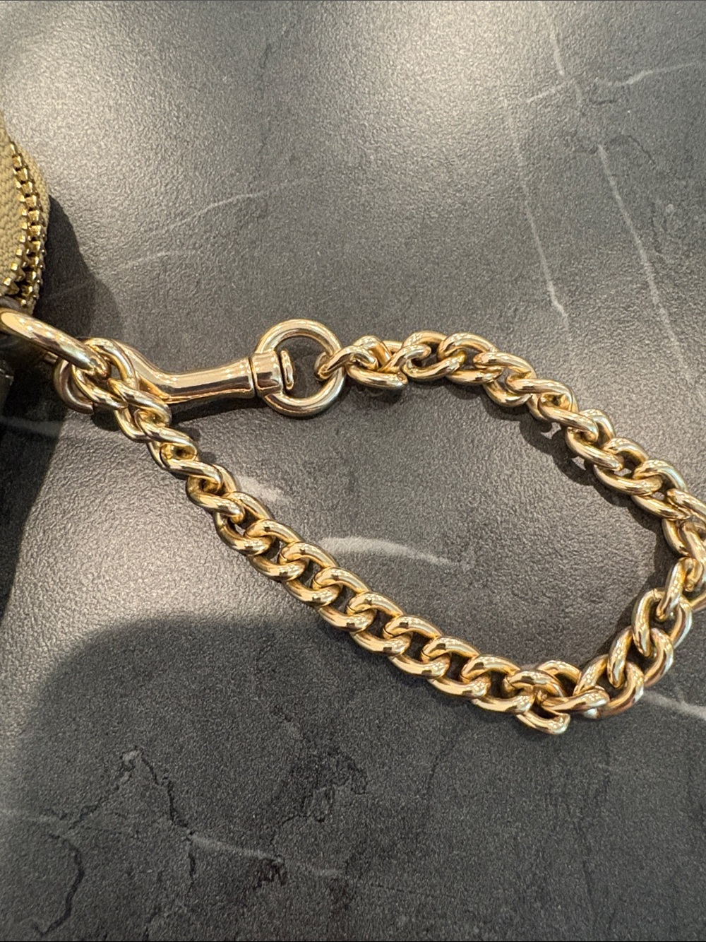 Coach Metallic Gold Pebbled Leather Card Case with Chain - Picture 7 of 7